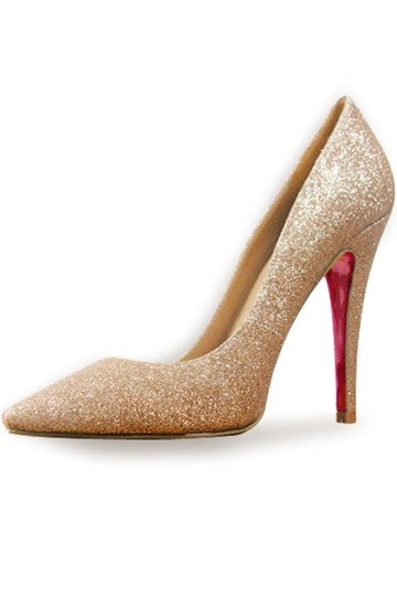 sequins golden red botton pump