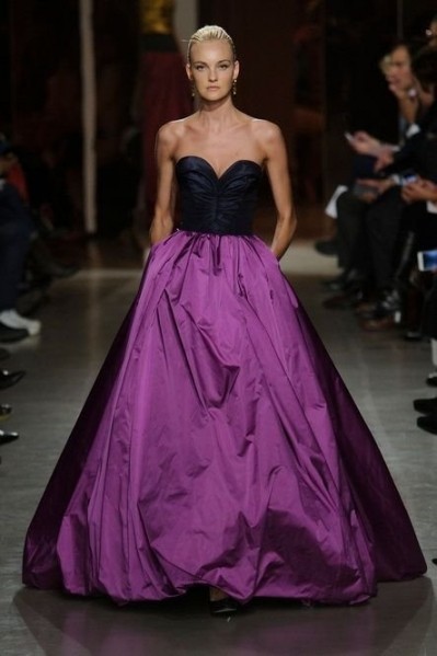 color block purple gown