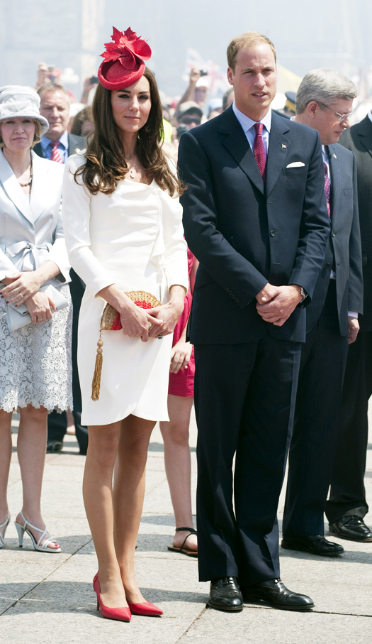 Princess Kate Royal Visit simple white dress