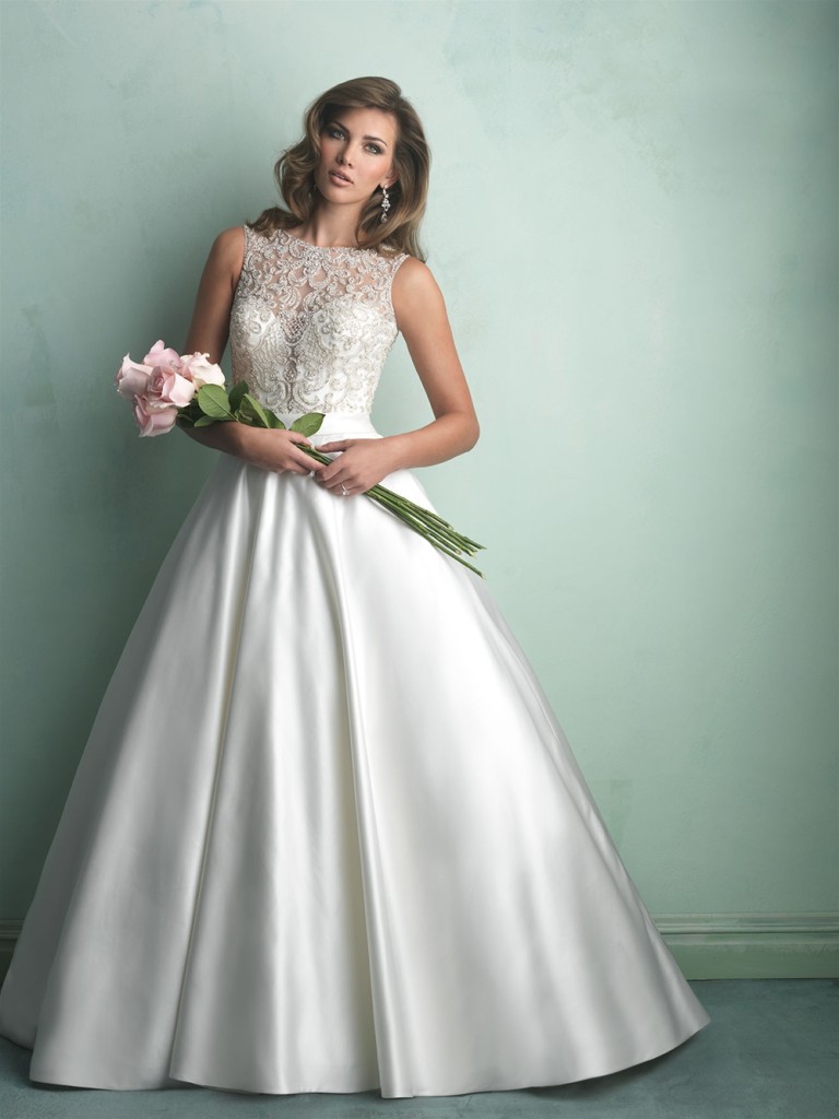 Modern Court Train Ivory Satin Princess Wedding Dress